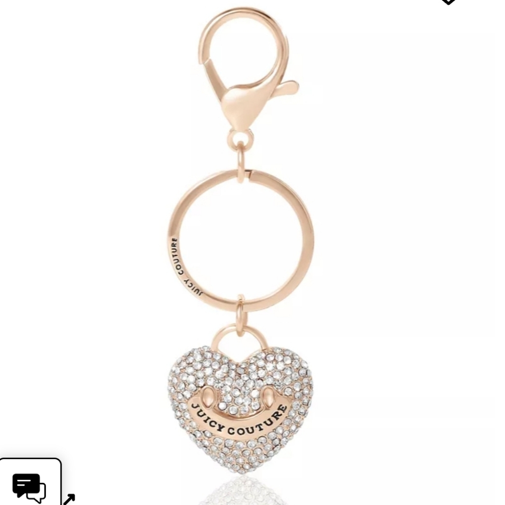 Juicy Couture Gold Heart Keyring Bag Charm with Sparkling Stones NWT